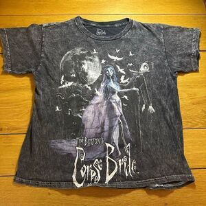 Tim Burton Corpse Bride xs acid wash t shirt oversized